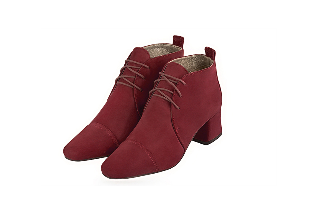 Boots habill es femme rouge bordeaux Bottines lacets l avant